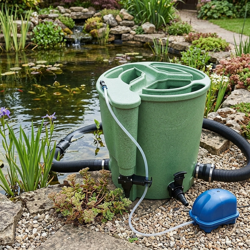 53x71x65.5cm Pond Filter with Air Pump, Green, 80L Capacity