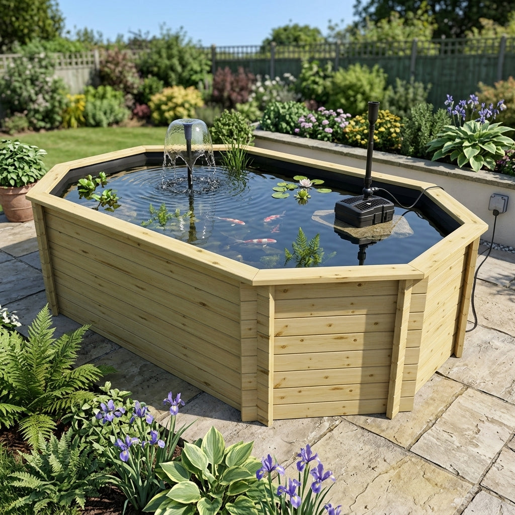 3.66m x 2.44m Octagon Raised Pond Kit, 44mm Boards, 6,452L Capacity