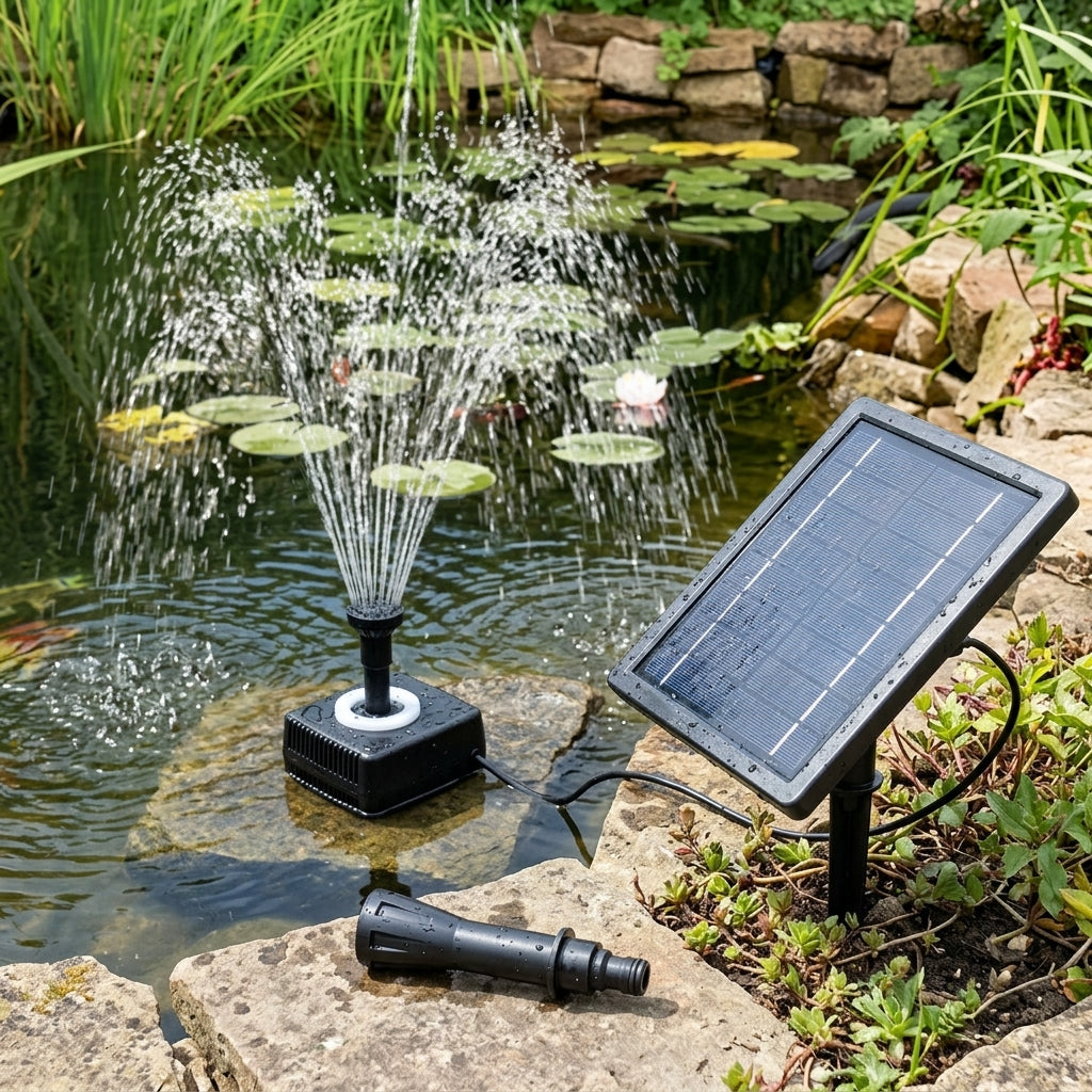 Solar Fountain Pump with Battery and LED – 13W Panel, 12mm Outlet