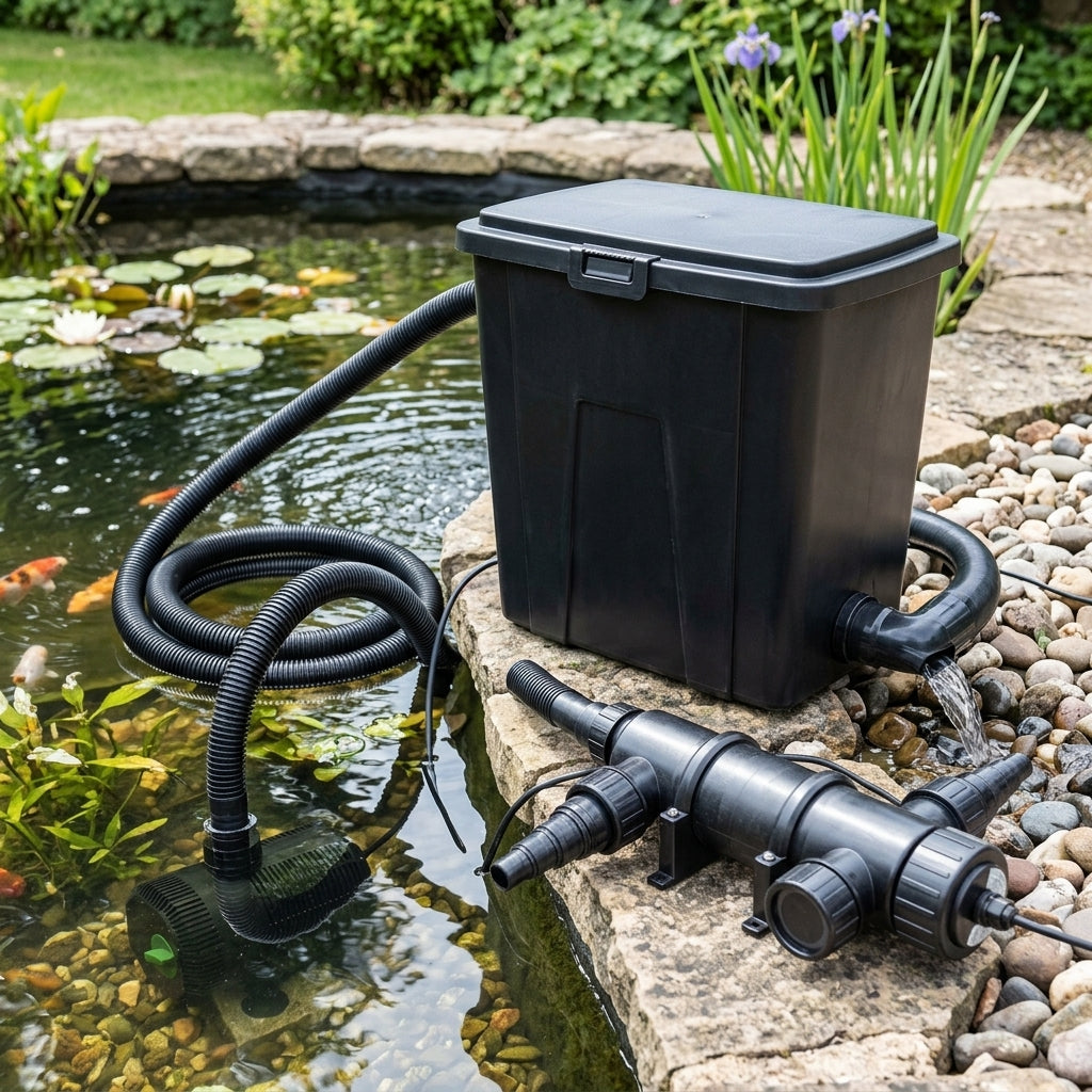31x23x29cm Pond Filter Set with 11w UVC and Solids-Handling Pump