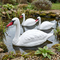 81cm & 33cm Floating Swan Ornament Set Polyresin Pond Decoration