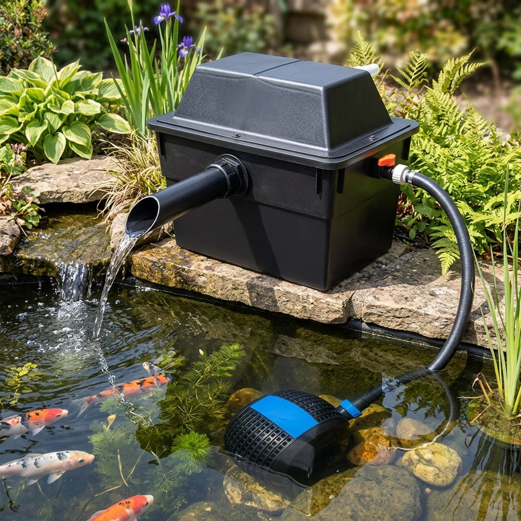 Filter and Pump Set with 18W UVC for Ponds – Box Filter & 3000lph Pump