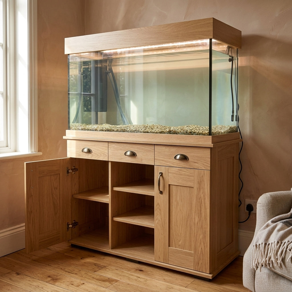 252L Aquarium and Cabinet with Bluetooth LED Lighting – Oak Finish