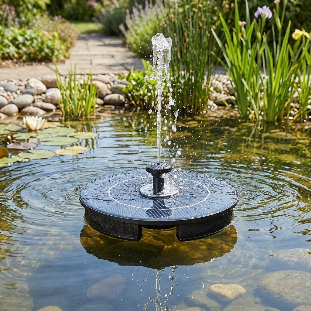 19cm Floating Solar Fountain Pump with LEDs, 180lph, 2.5W Panel
