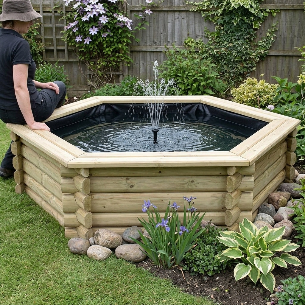 1.67m Raised Wooden Pond with PVC Liner – 175 Gallons Capacity