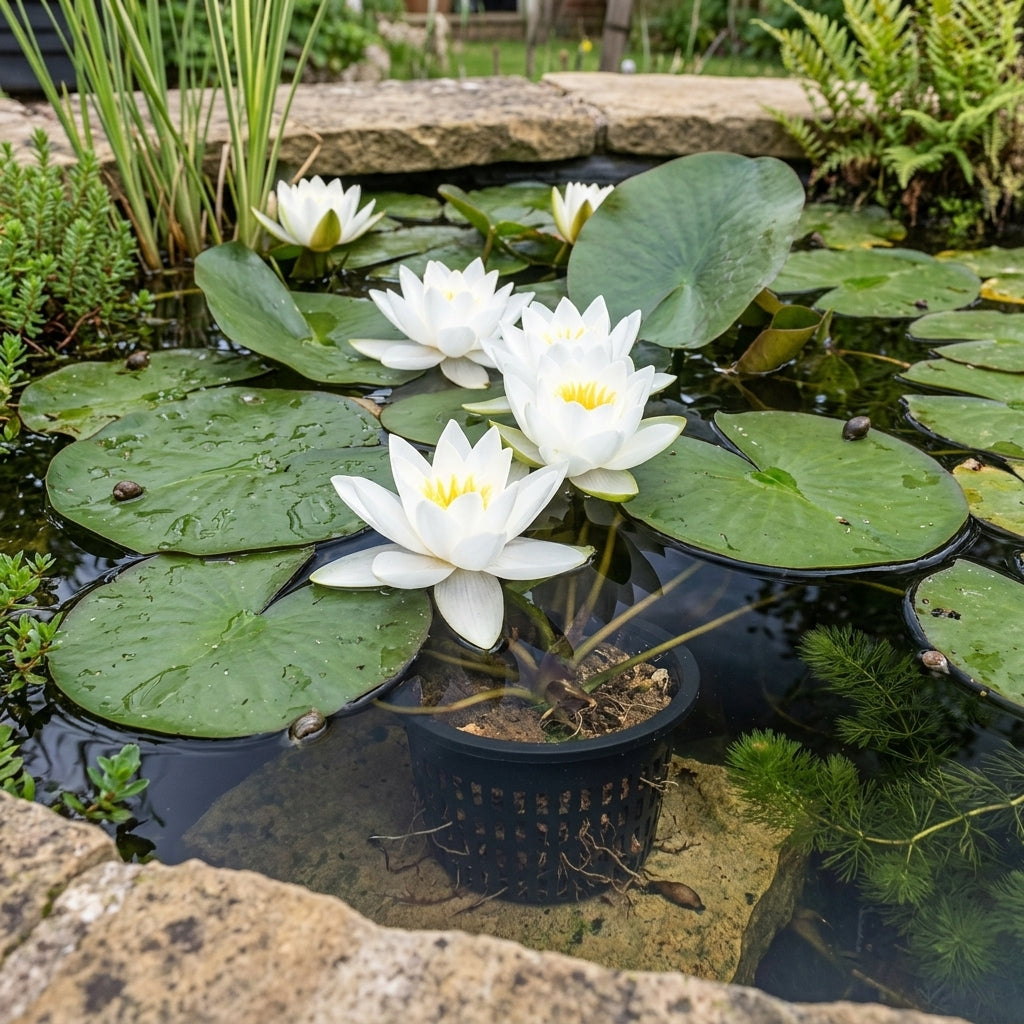 White Virginalis Water Lily 1L – Semi-double Flowers
