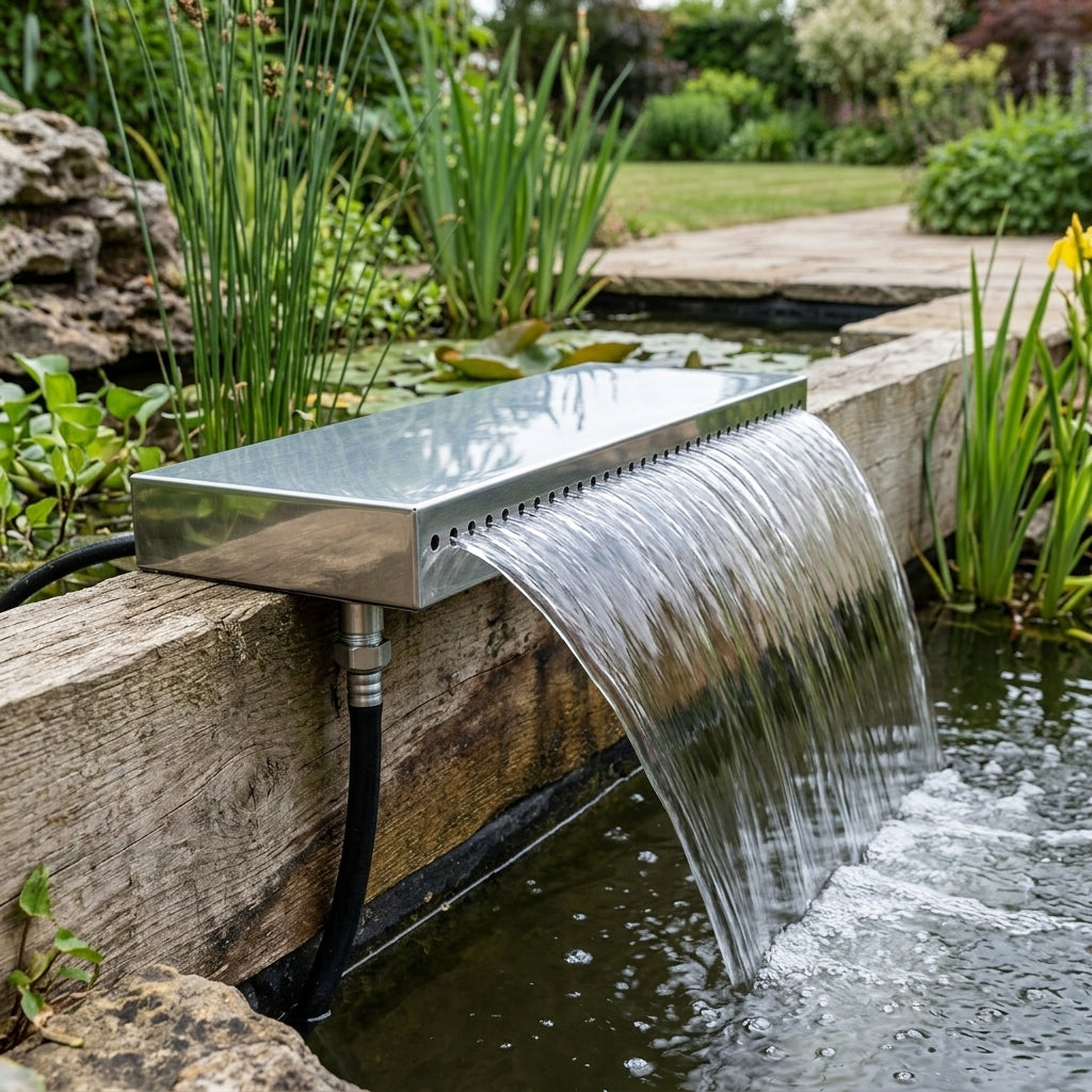 600mm Waterfall Cascade with Bottom Fitting – Polished Stainless Steel