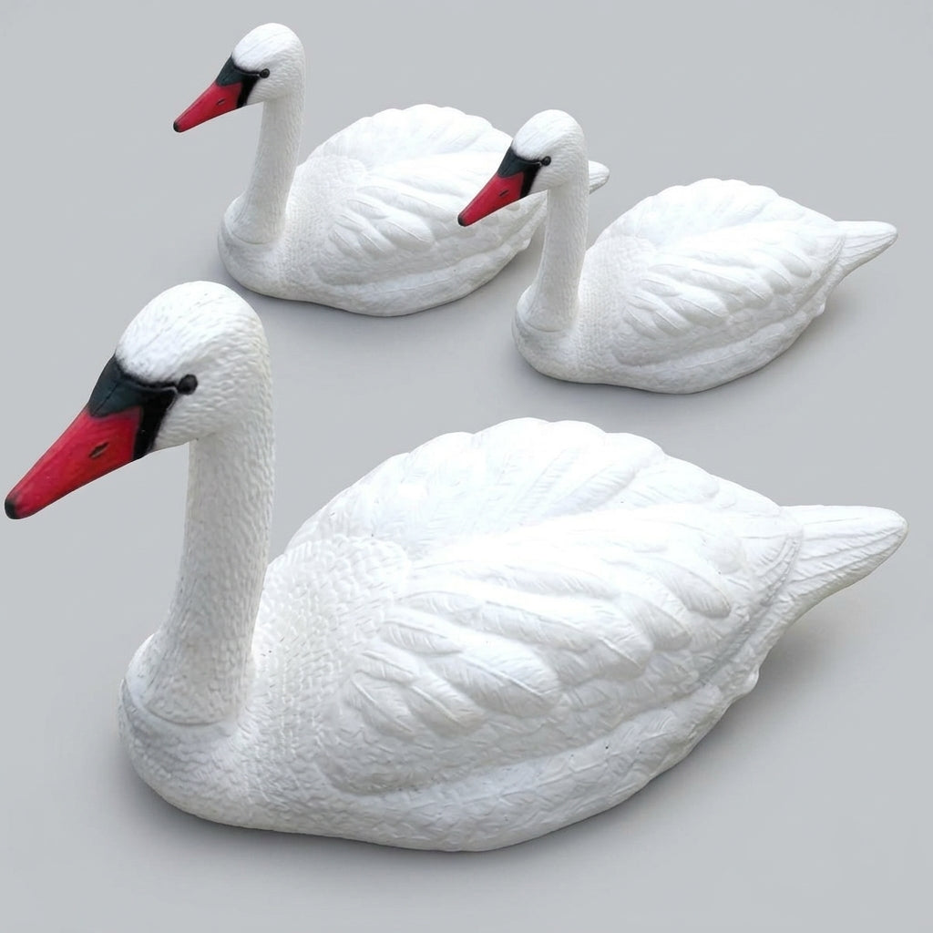 81cm & 33cm Floating Swan Ornament Set Polyresin Pond Decoration (view 2)