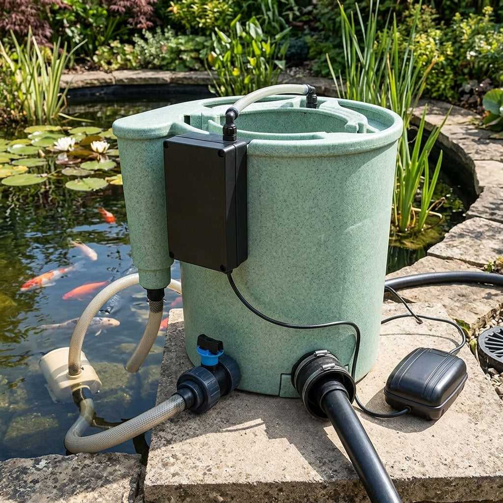 53x62x65.5cm Automatic Pond Filter with Air Pump and 18W UVC, Green