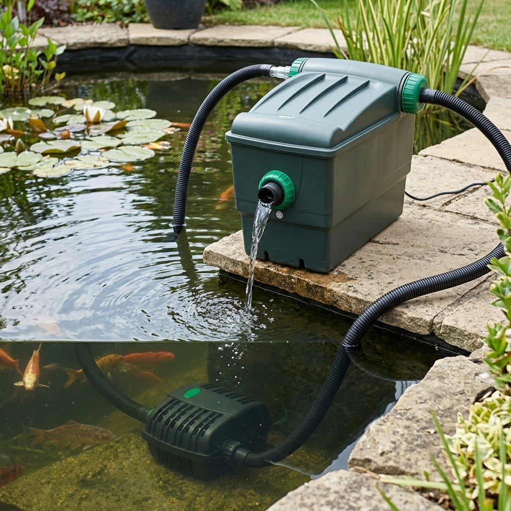 Pond filter and pump set, 2000lph, up to 4,500 litres