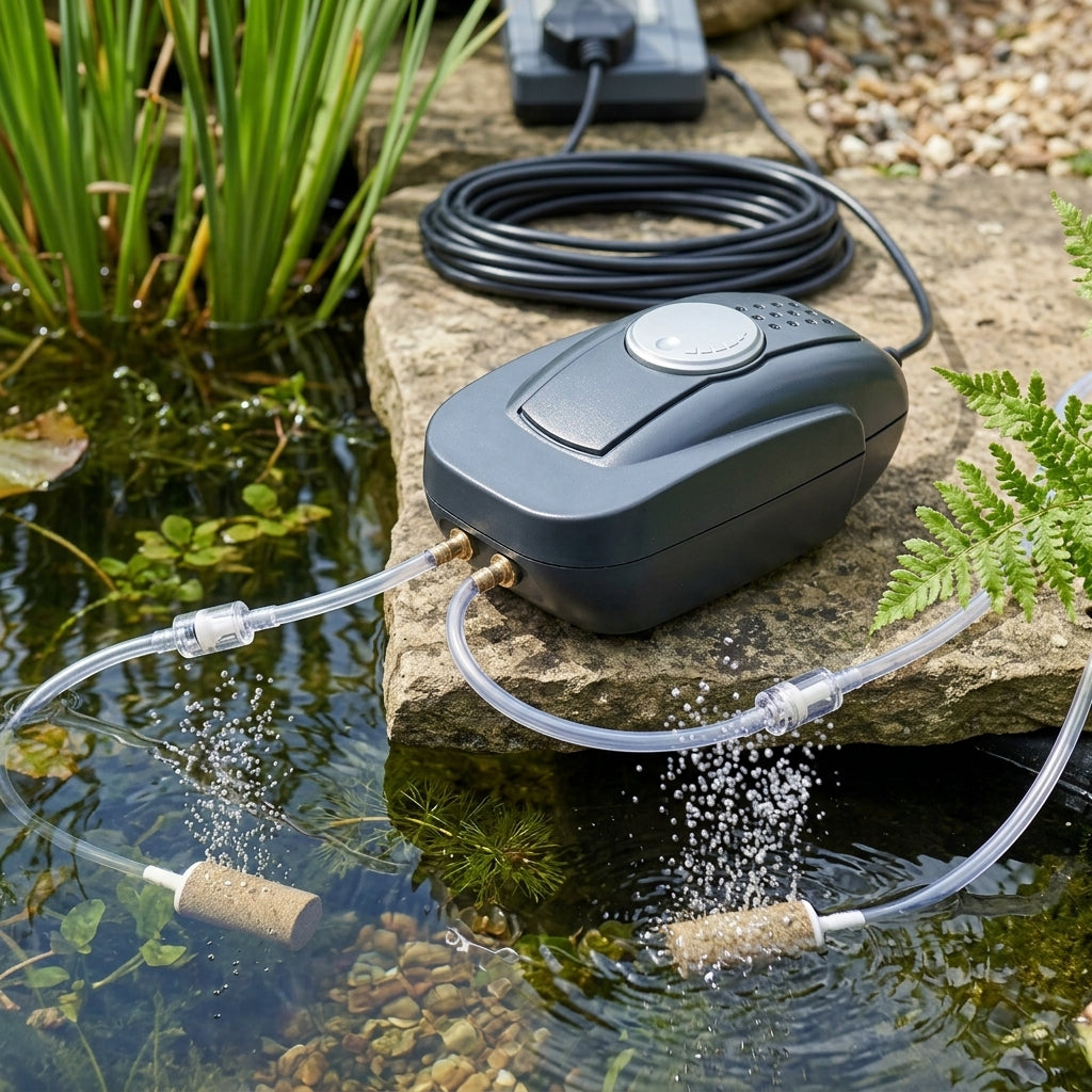 Pond Air Pump with Dual Outlets and Weatherproof Design