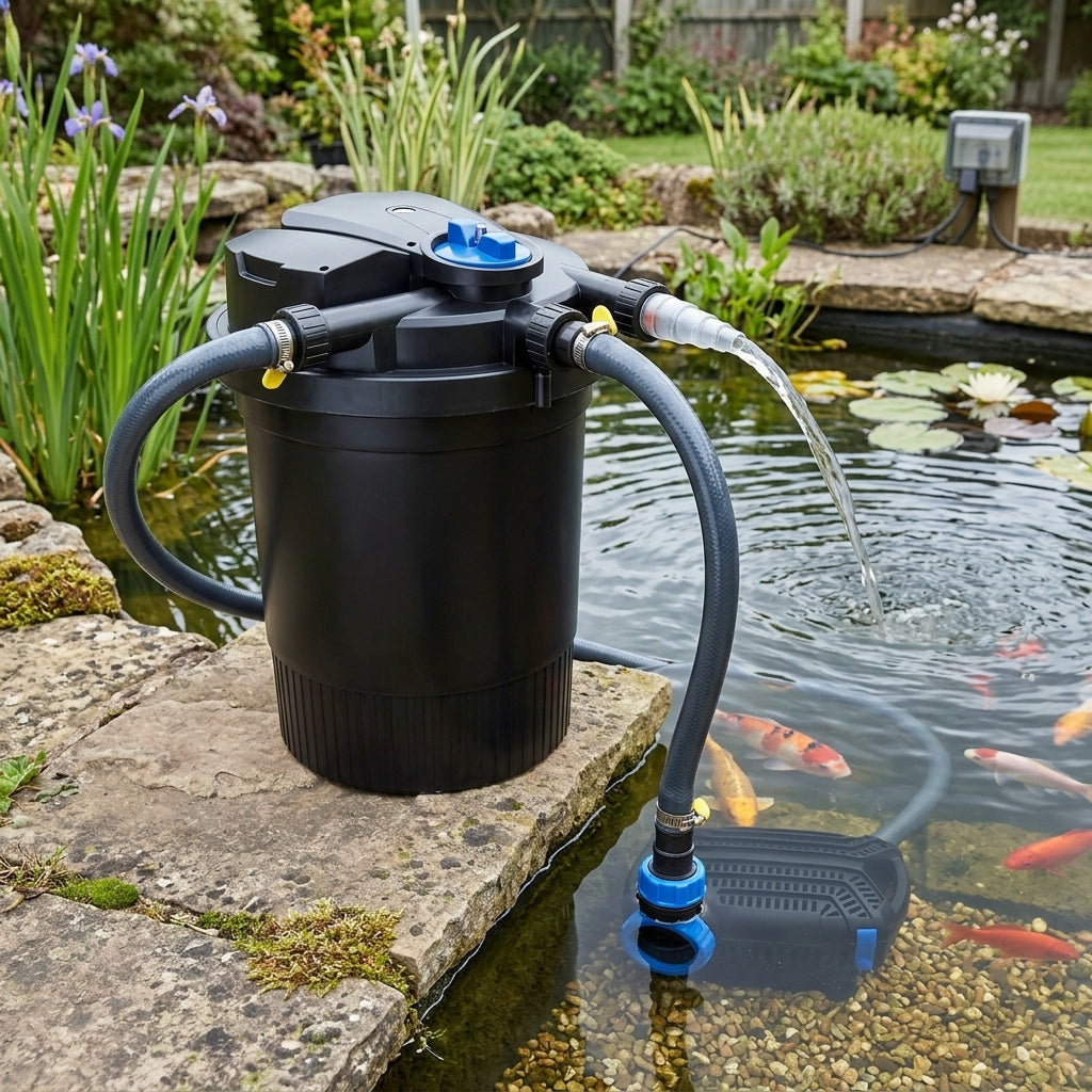 Pump and Filter Set with 25cm Pump and 38cm Filter for Ponds up to 9000L