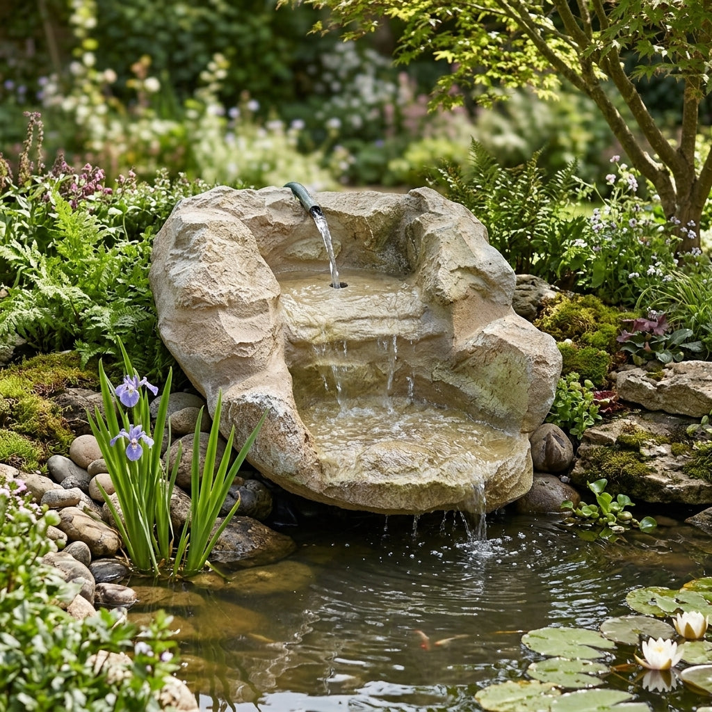 55cm x 71cm Tiered Cascade Waterfall Feature, Sandstone Effect, Hosetail