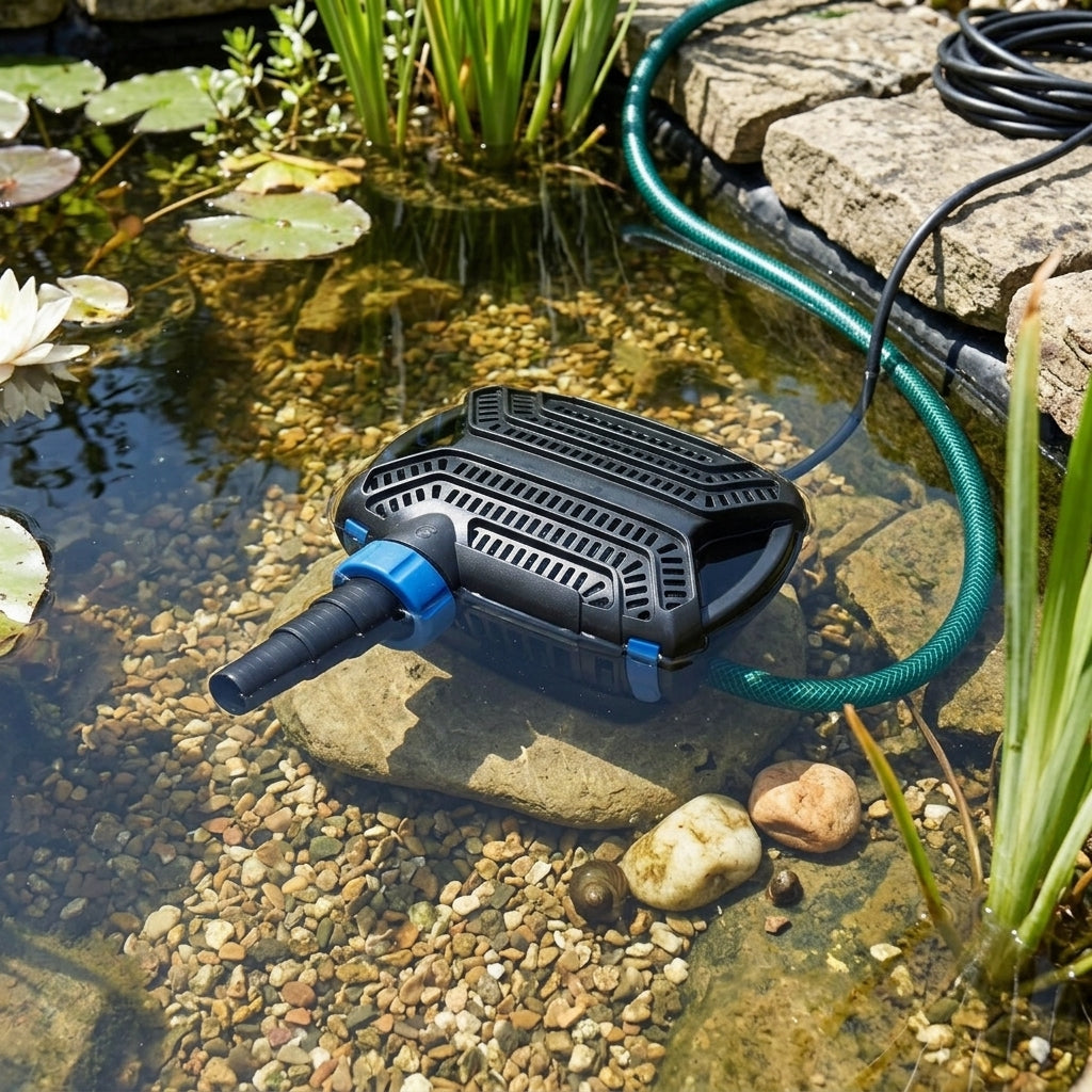 Filter Pump with Auto-Off Feature and Eco Motor for Ponds