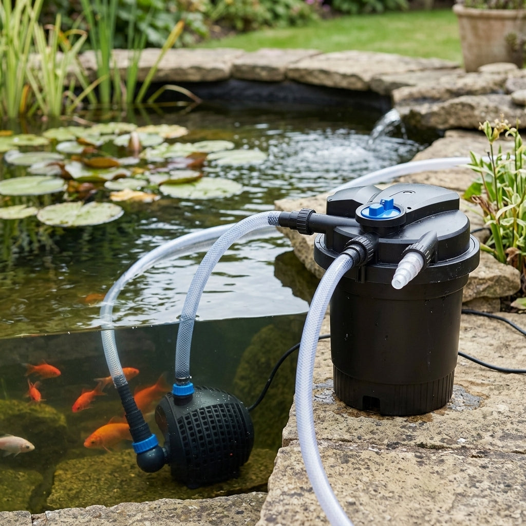 6000 Litre Pond Filter and 3600 Lph Pump Set with UVC for Garden Ponds