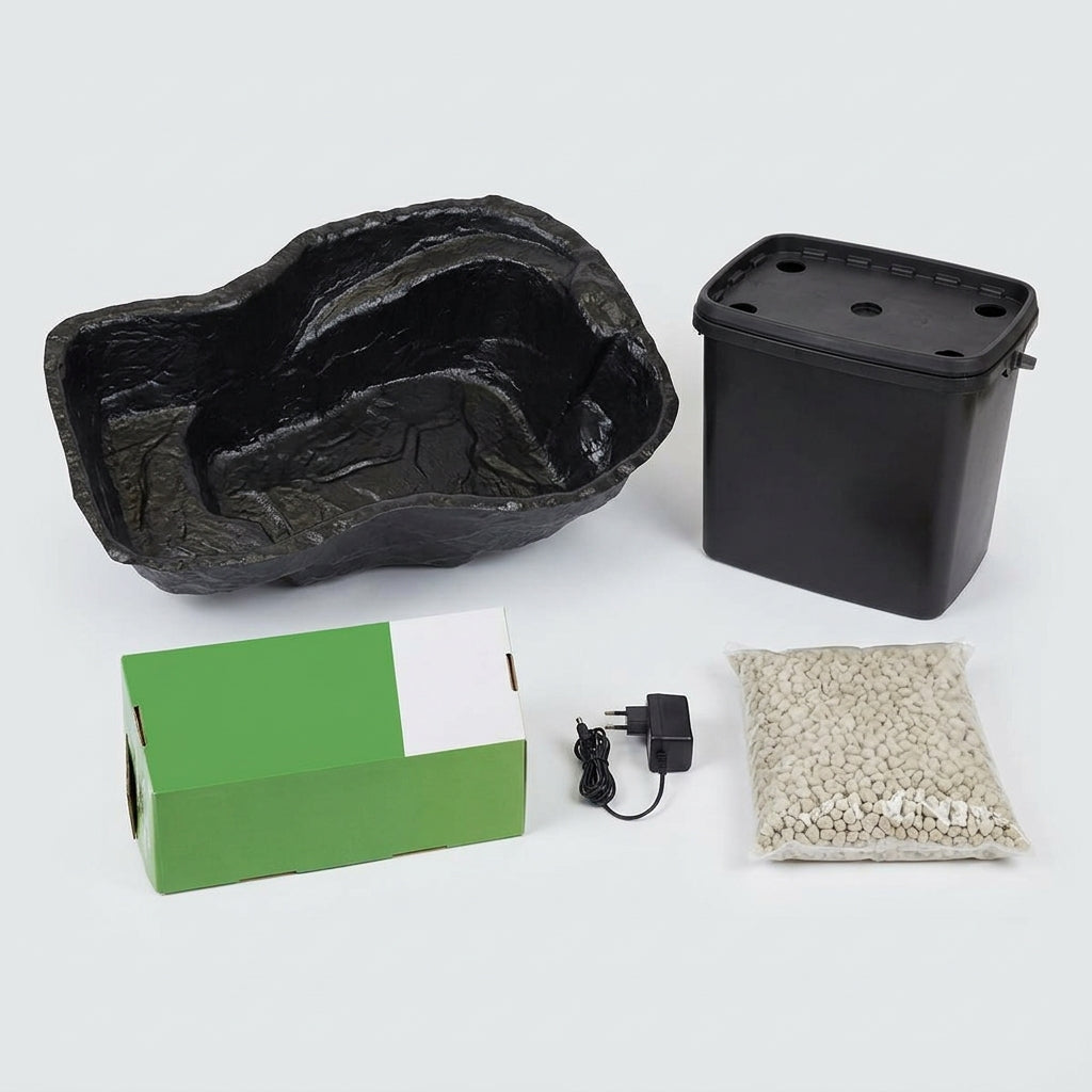 1.24m x 0.80m Preformed Pond Kit with Solar Filter and 120L Capacity (view 2)