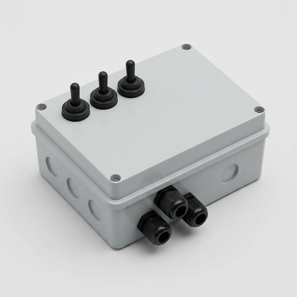16x12x7.5cm 3-Way Armoured Weatherproof Switch Box IP56 Rated (view 2)