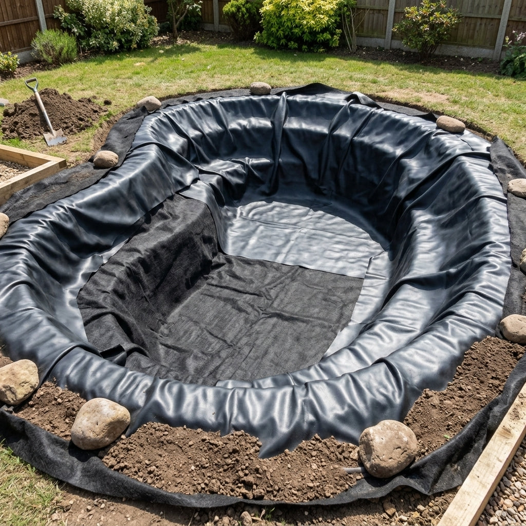 40m x 30m Pond Liner with 40 Year Underlay Guarantee, Flexible Triple Core