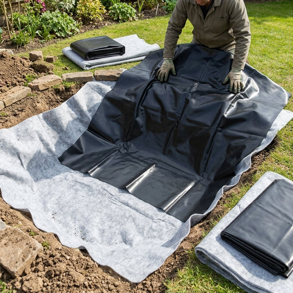 3m x 3m Pond Liner with 40-Year Guarantee and Underlay Included