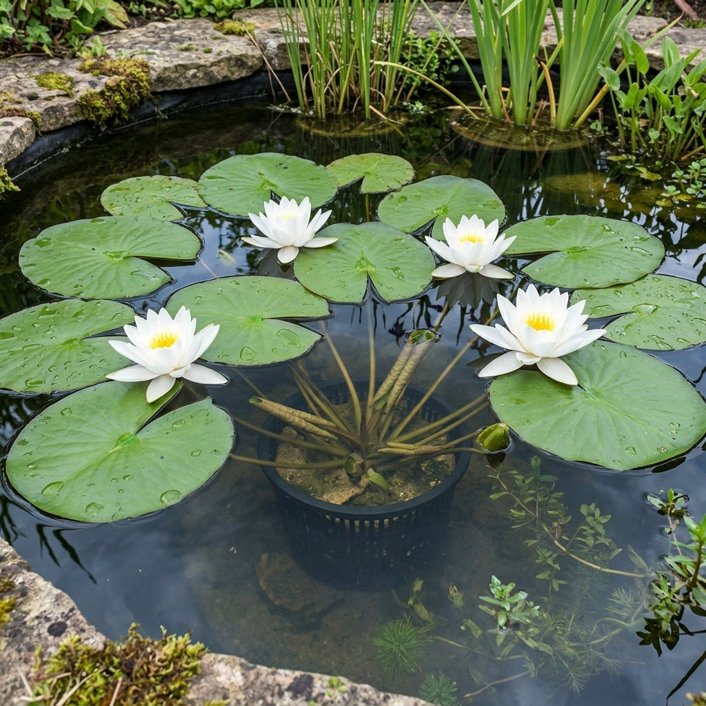 White Virginalis water lily, 3L pot, 90-120cm spread