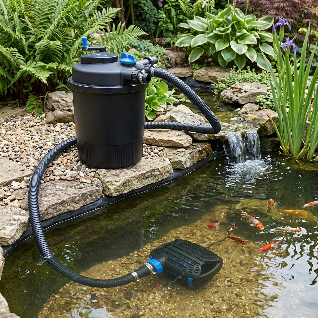 Pump and Filter Set for Ponds up to 25,000 Litres with UV and Hose