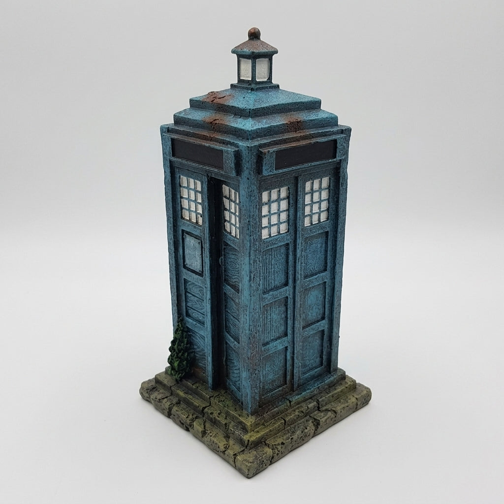 12 x 12 x 25cm Large Blue Telephone Box Resin Aquarium Ornament (view 2)