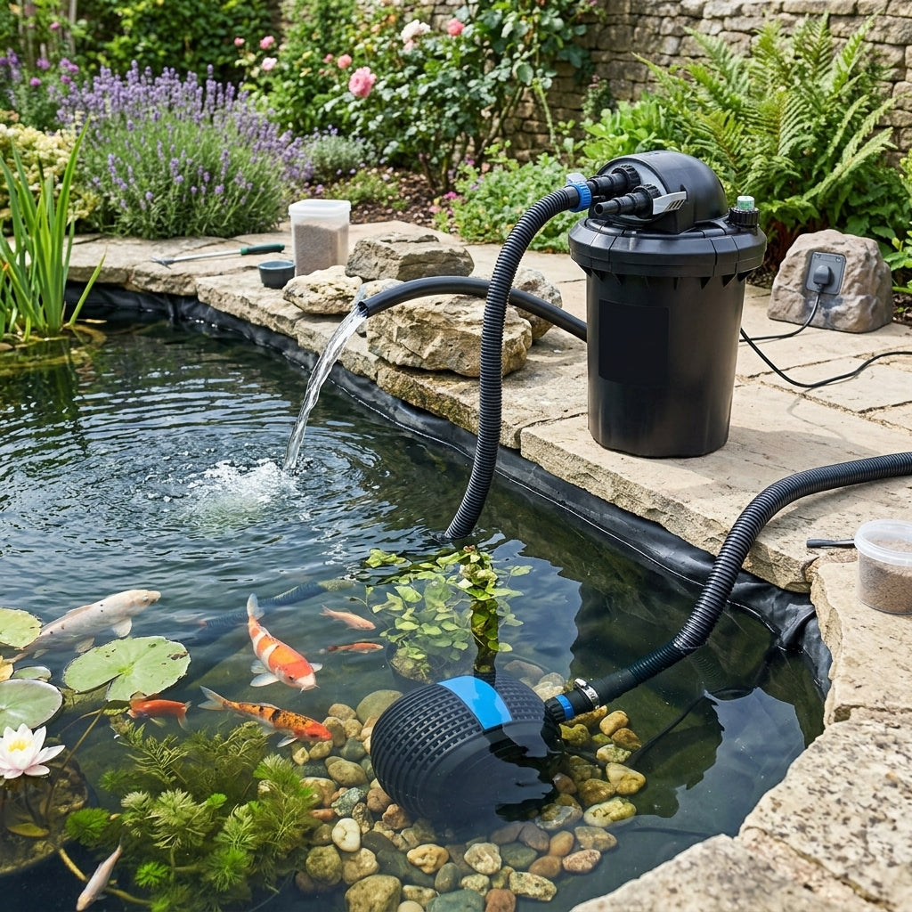 7m x 6m Large Pond Kit with Pressure Filter and Pump, 12,000L Capacity