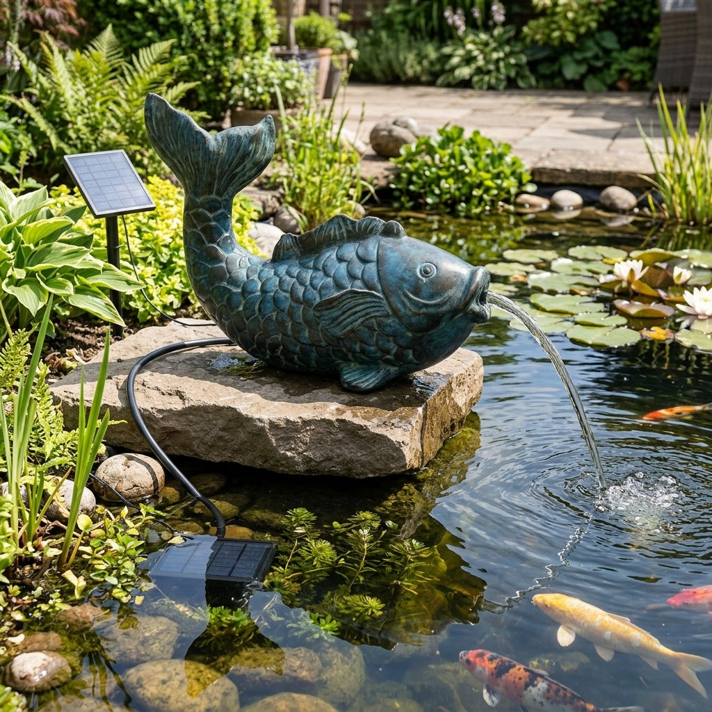 27x18x42cm Koi Fish Pond Spitter with Solar Fountain Pump Kit