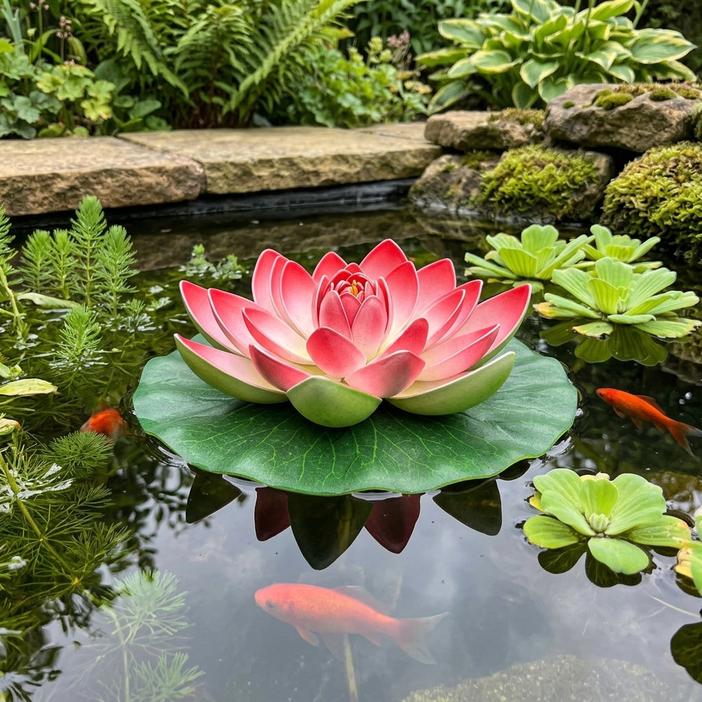 27cm Floating Solar Lily Pond Plant with Night Illumination - Large