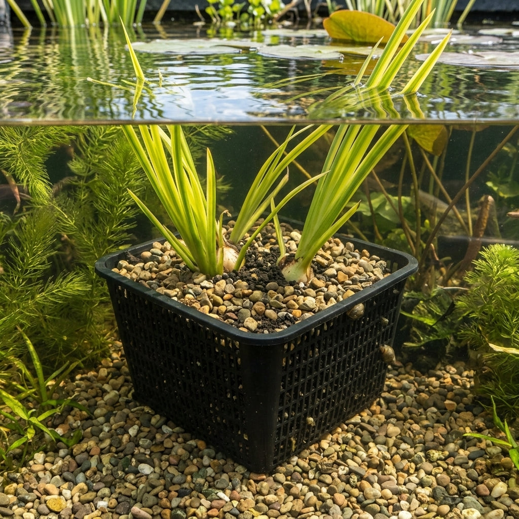 19cm Pond Plant Basket Set with Acorus Bulbs – x2 Bulbs Included