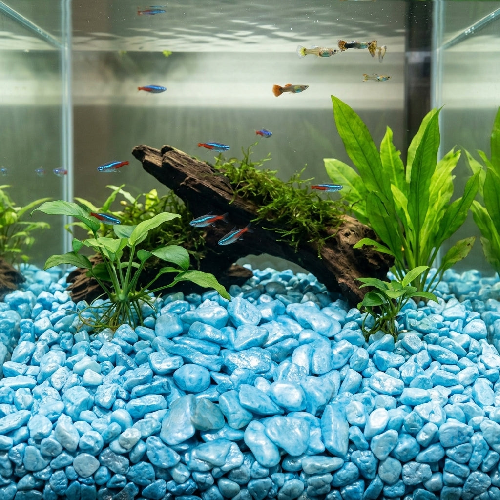 8kg Aquarium Pearly Blue Gravel for Aquatic Setups