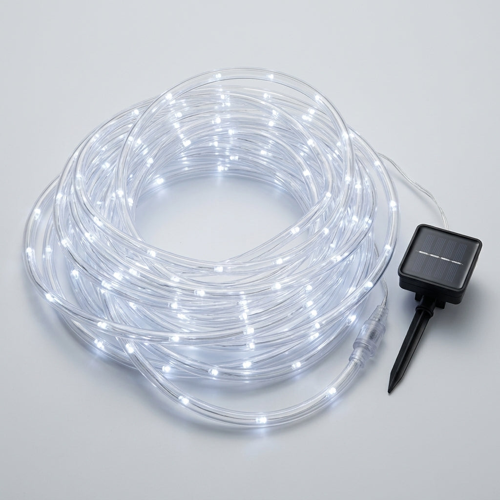 5m Solar LED Rope Light, Hollow, 100 LEDs, IP65 Waterproof (view 2)
