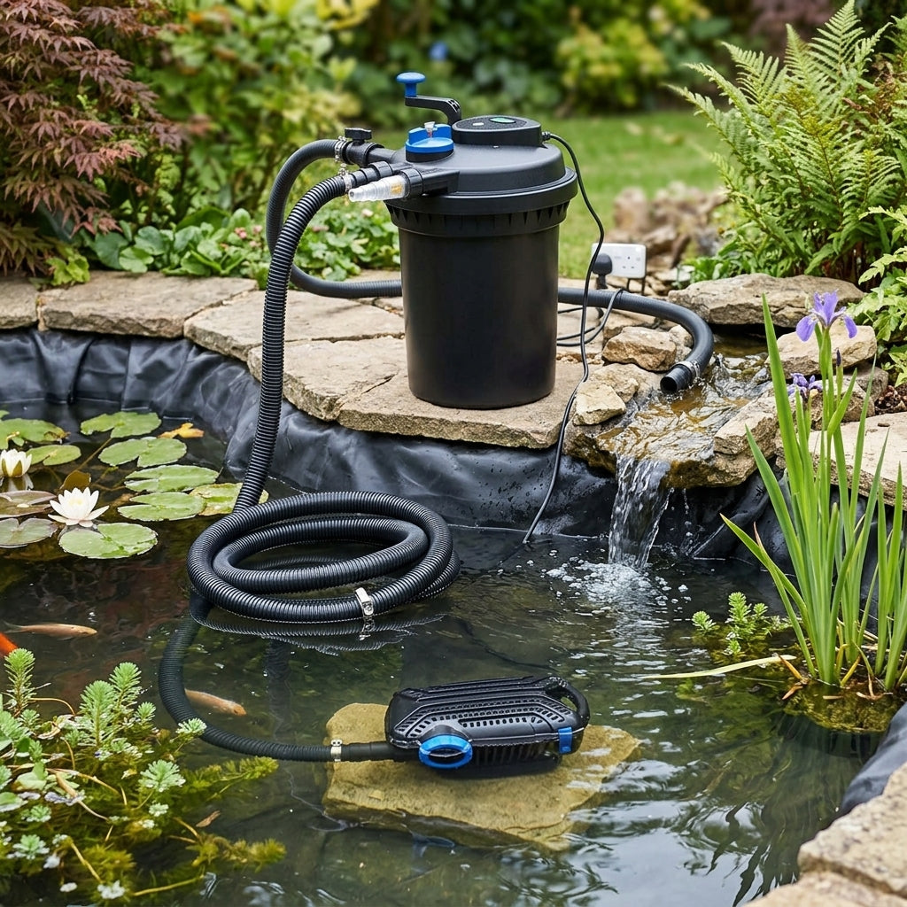 7m x 6m Pond Pump and Filter Set with Liner and Underlay, 70W, 13W UVC