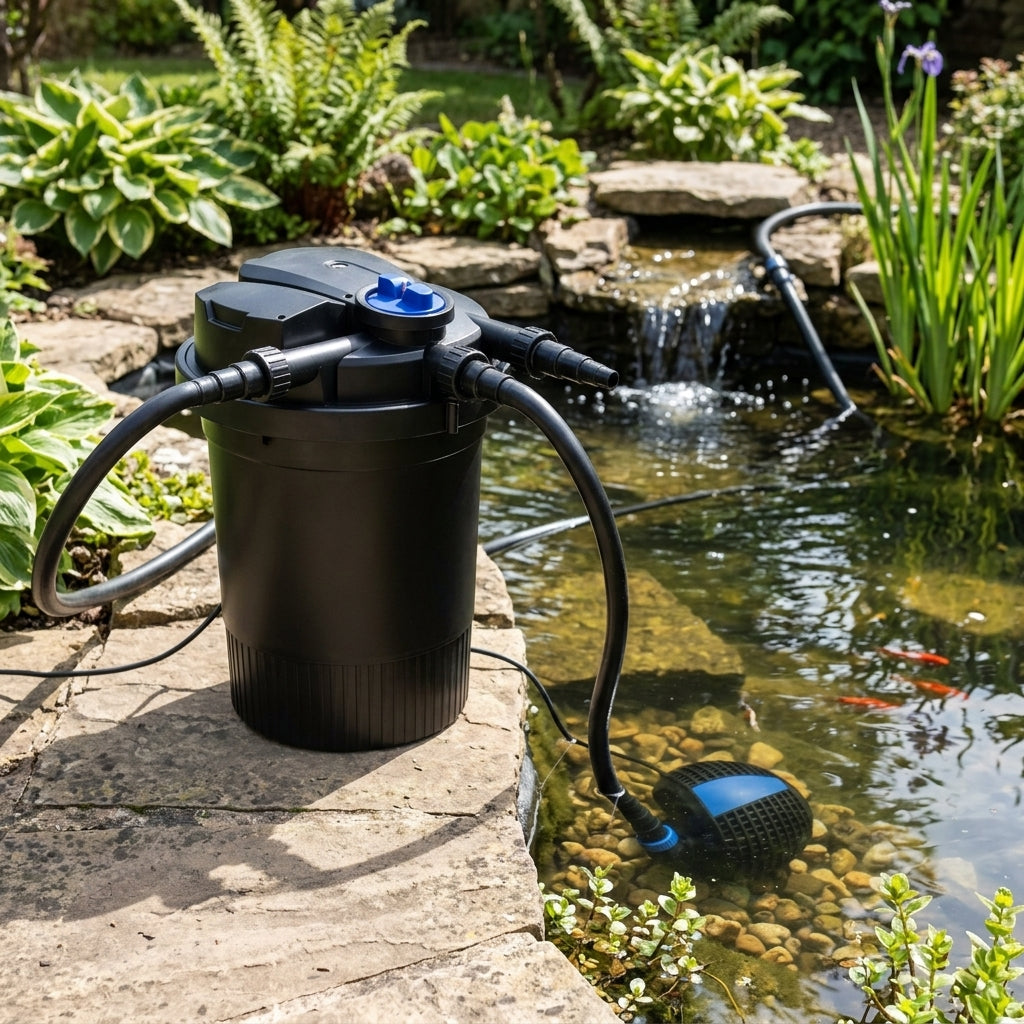 12000L Pond Filter and 8000Lph Pump Set with Auto Clean Function