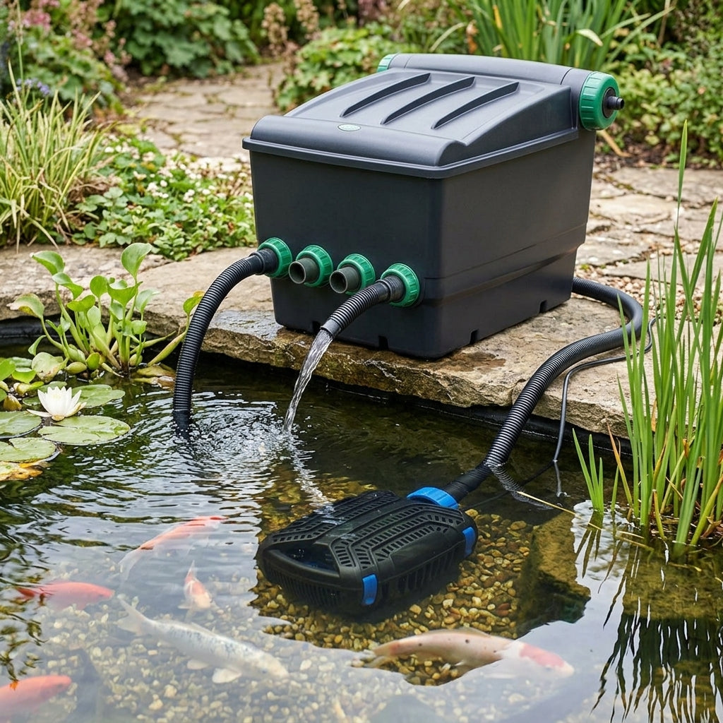 Pond pump and filter set for 14,000 litre ponds, 6000lph