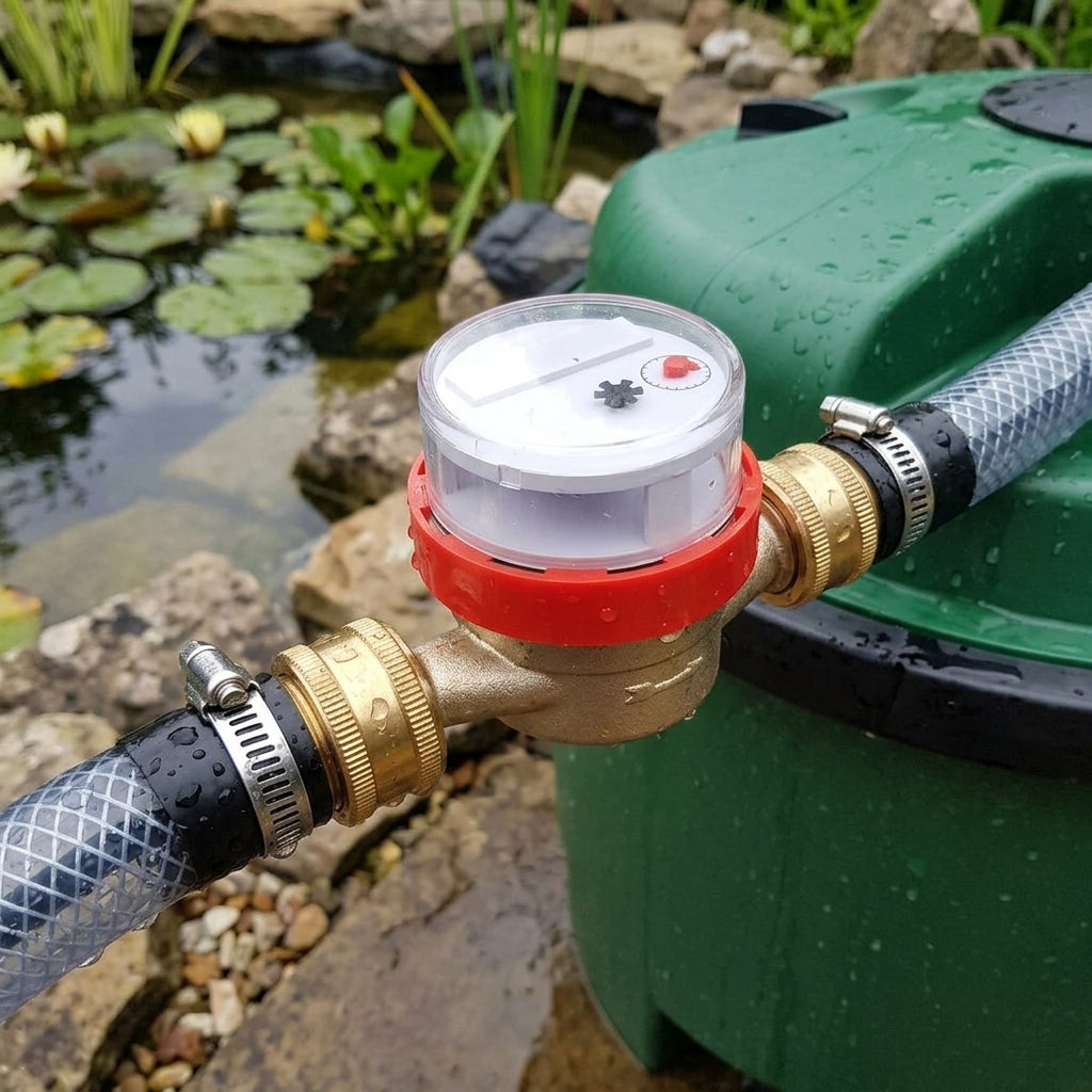 3/4" Single Jet Water Meter with Female Coupling Set, Brass, 3 m³/h