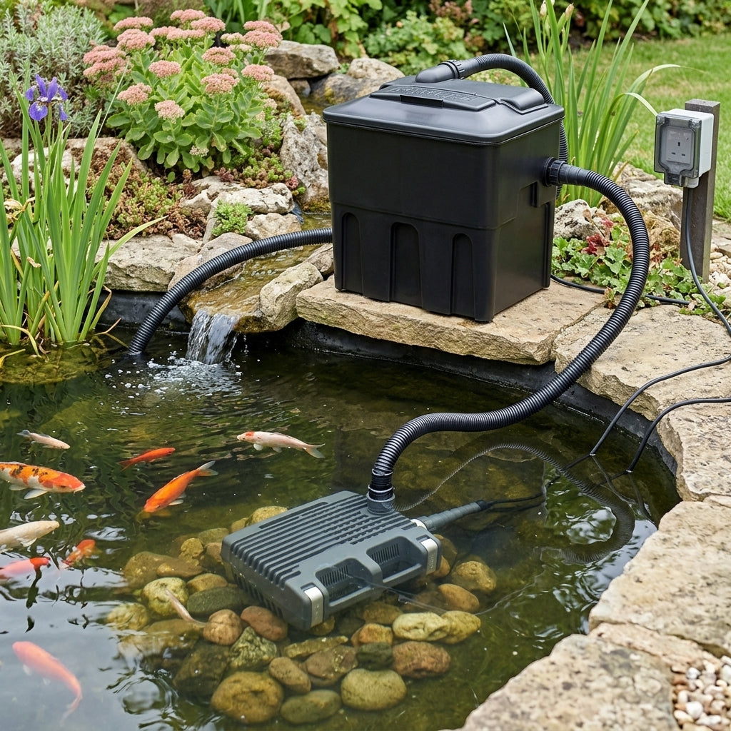 5000L Pond Filter and 2500Lph Pump Set with 6mm Solids Handling