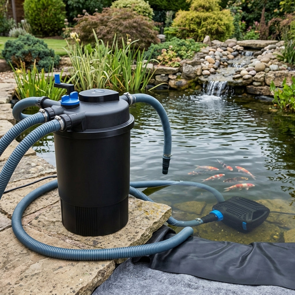 9m x 7m Pond Pump, Filter Set with Liner & Underlay, 30,000L Capacity