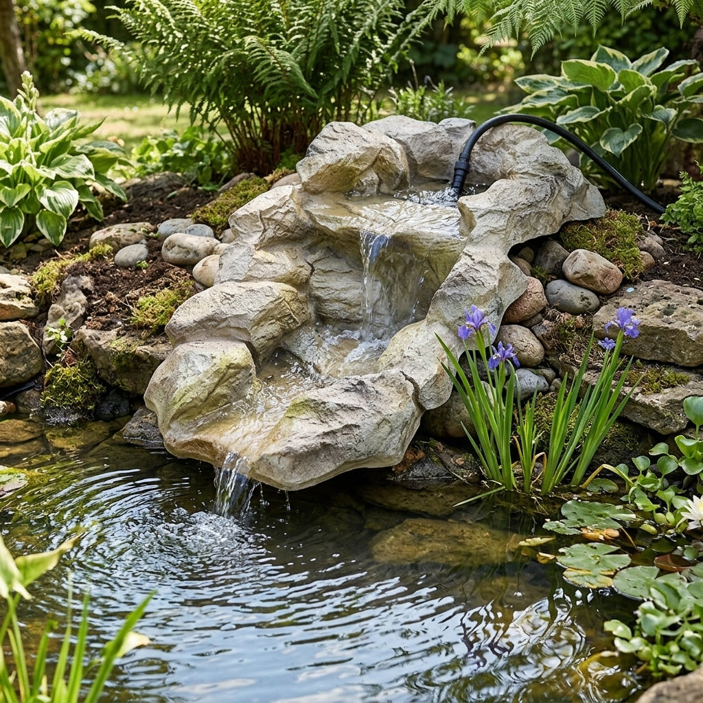 123cm Large Pond Waterfall Cascade with Hosetail – Sandstone Effect