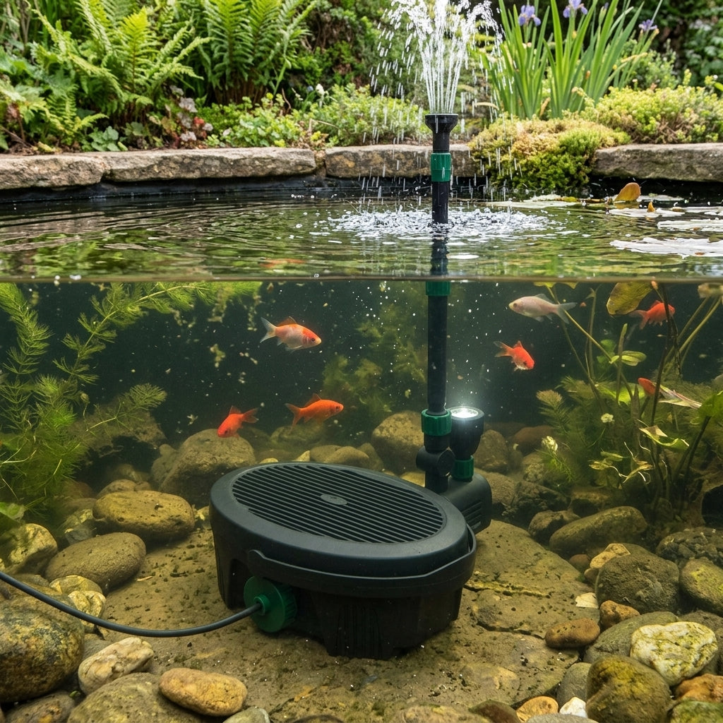 26.5cm all-in-one pond pump with 5w UVC and filter