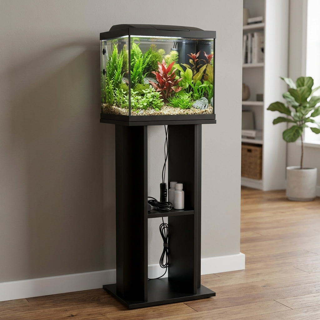 36x22x37cm Aquarium and Stand Combo – Black Finish, Complete Kit