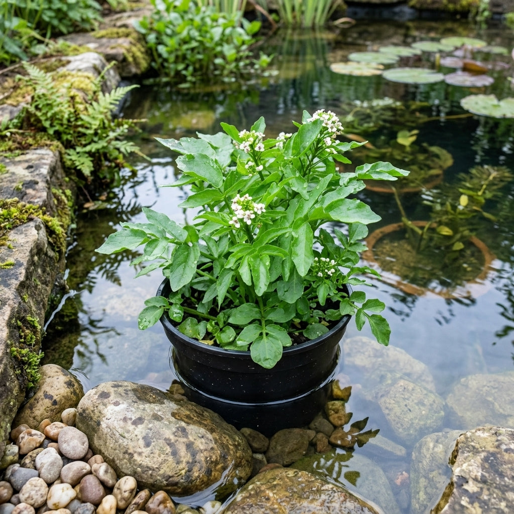 Watercress aquatic plant 1L pot – dark green foliage