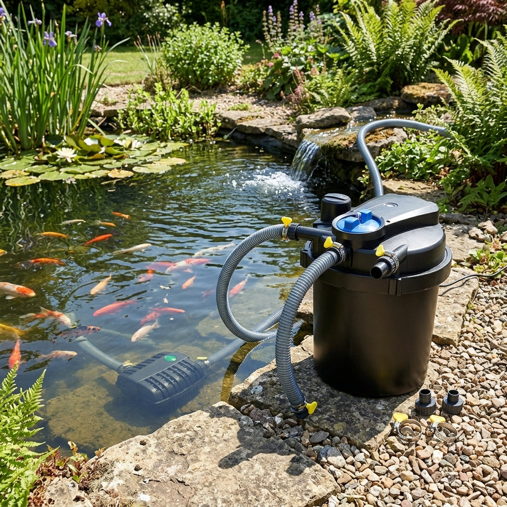 3000 Litre Pond Pump and Filter Set with UVC and Auto Cleaning