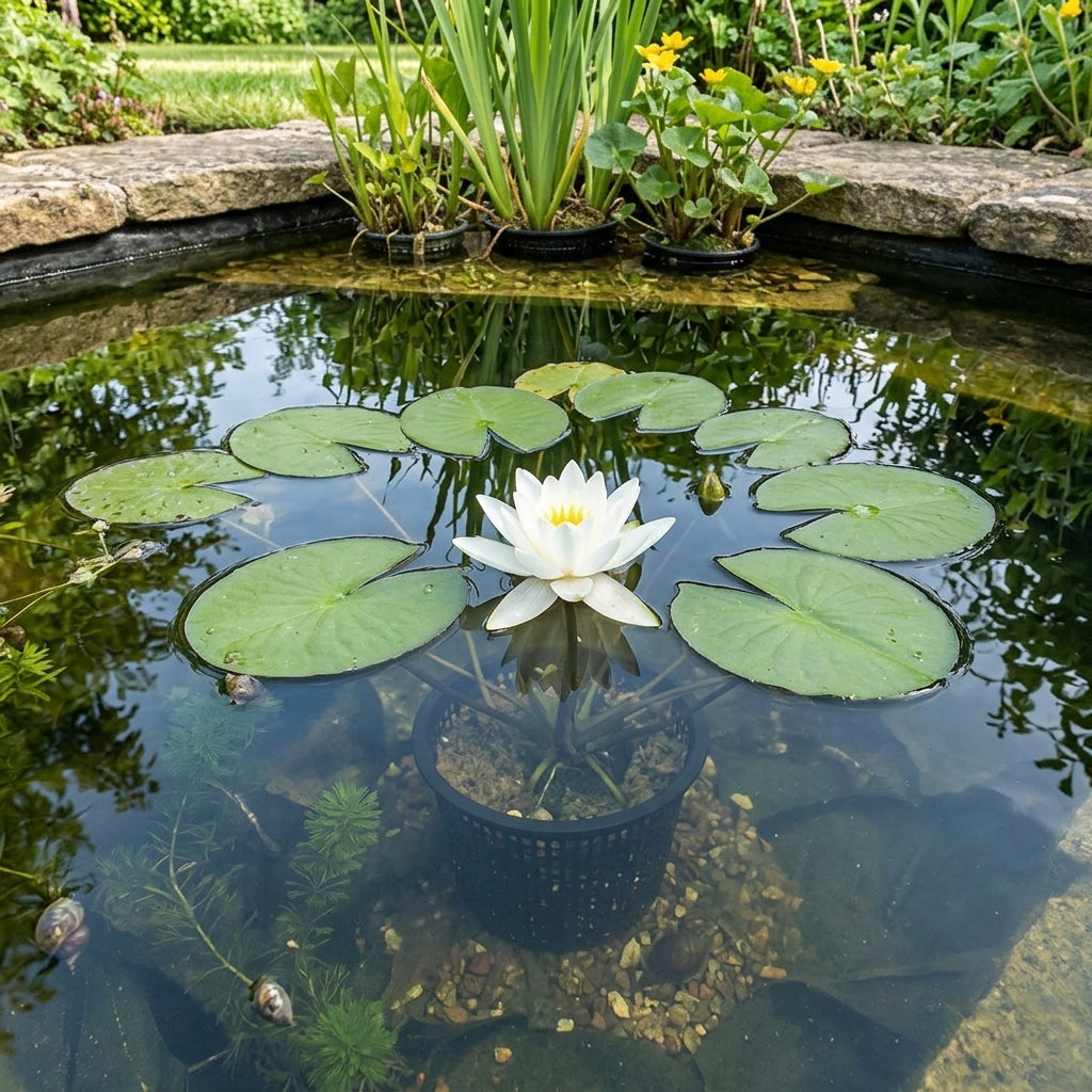 White Alba Nymphaea Lily - 1L Pot