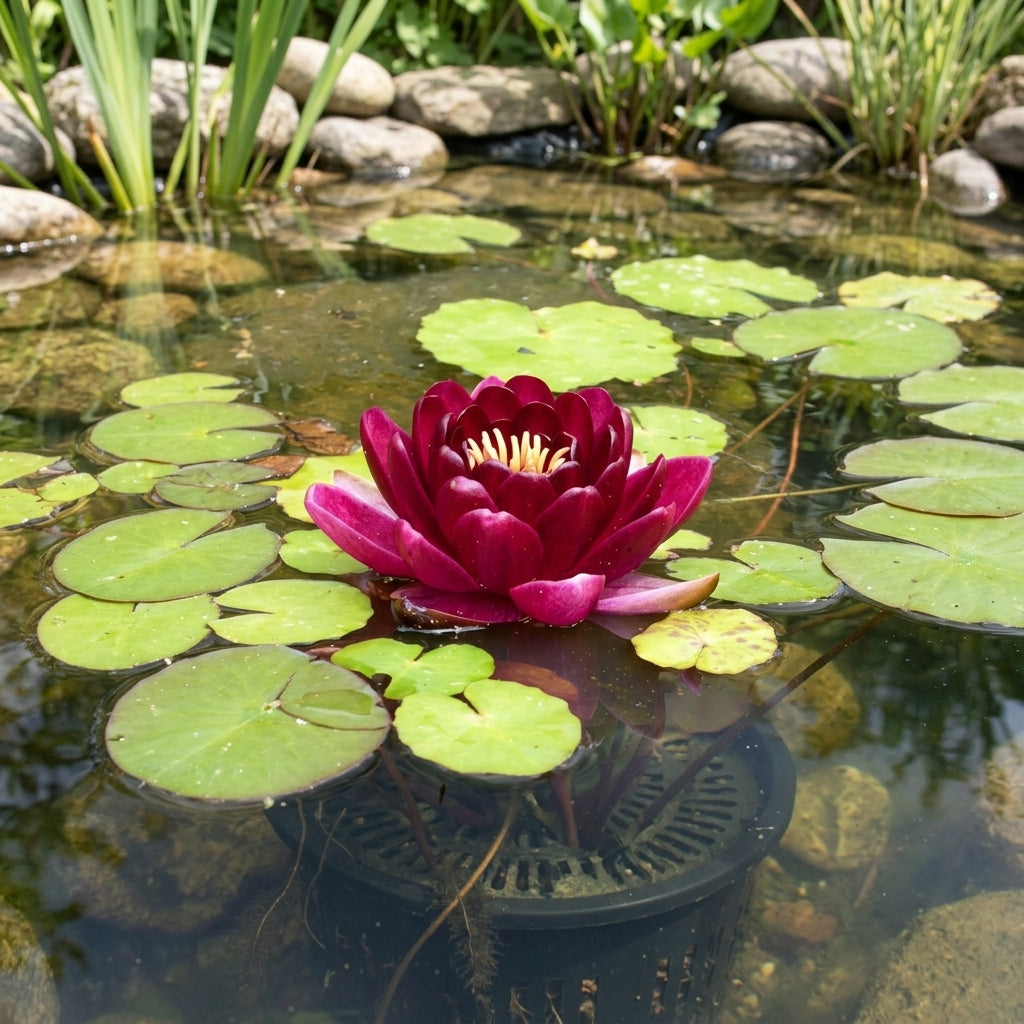 Black Princess water lily 3L pot dark red flowers