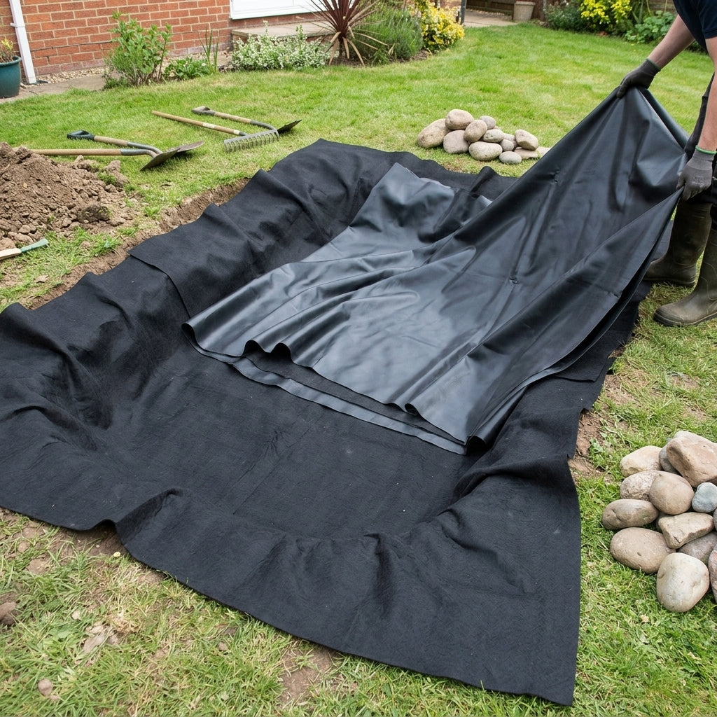 6m x 5m Pond Liner with 40 Year Guarantee and Underlay, 6000L Capacity