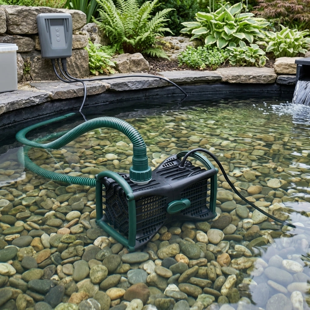 Variable flow pond pump 6000–11200 lph with digital motor