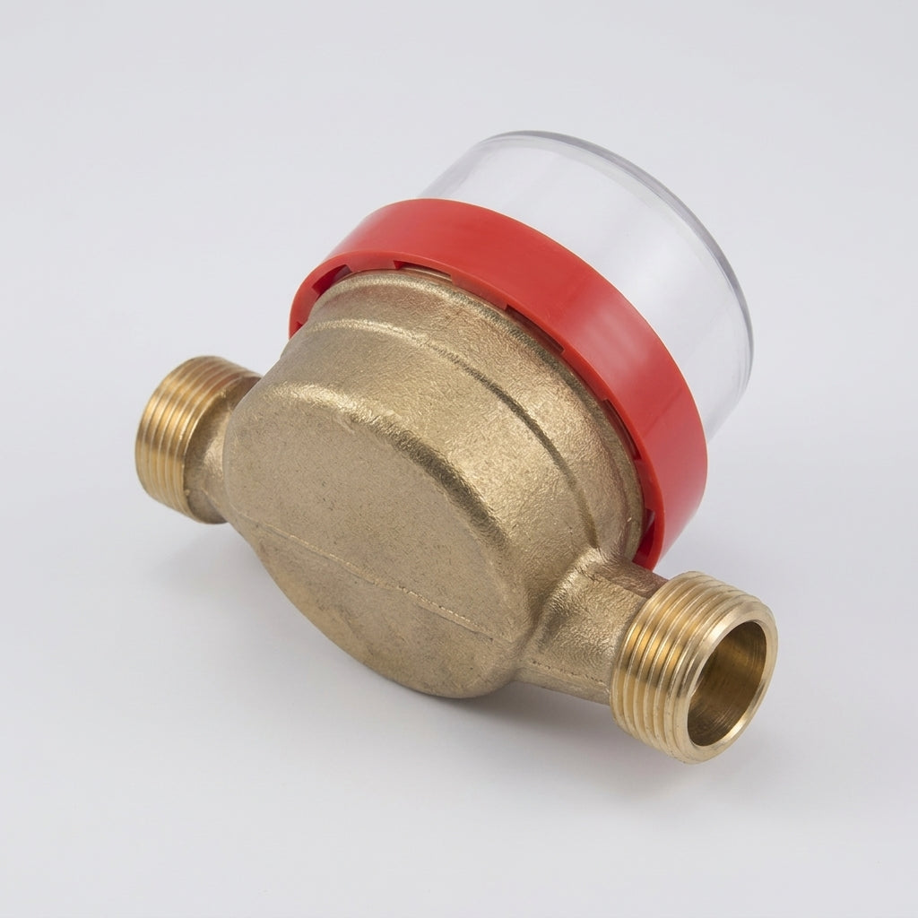 3/4" Single Jet Water Meter with Female Coupling Set, Brass, 3 m³/h (view 2)