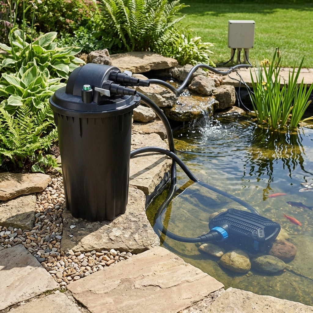 12000L Pond Pump and Pressure Filter Set for Medium Ponds – 8000Lph Flow