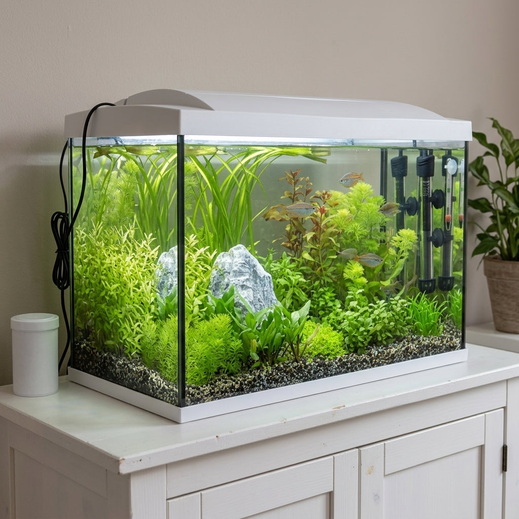 68cm Aquarium Starter Kit White with LED Lighting, 90L Capacity